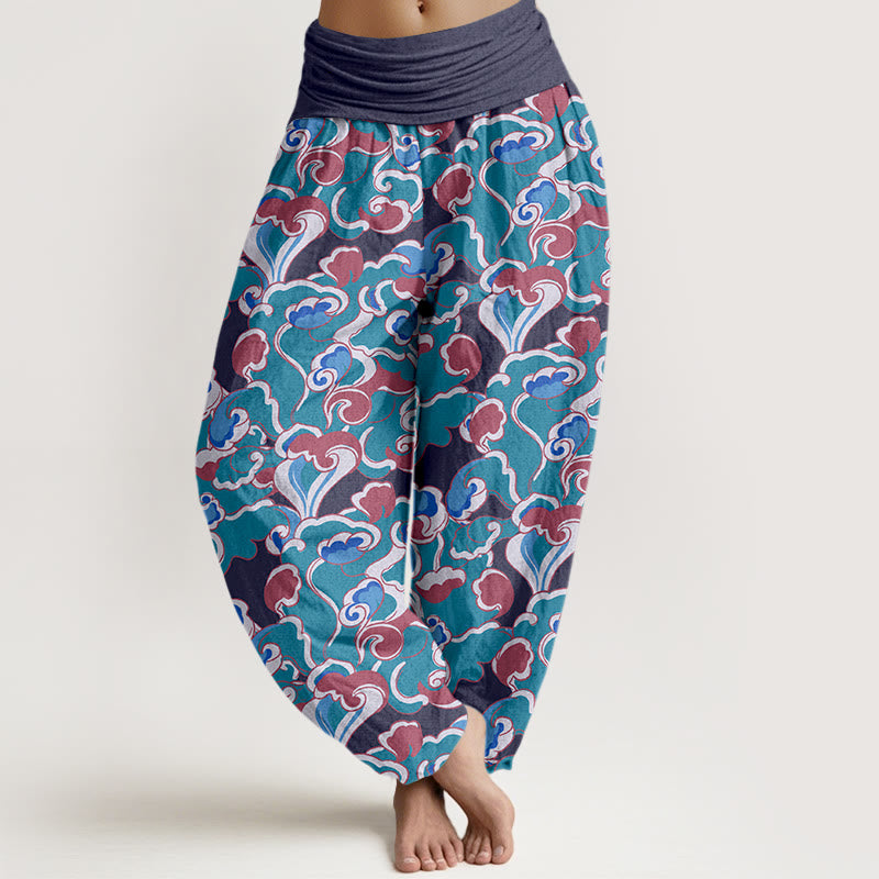 Buddha Stonesピュアコットン スモールクラウド ギャザー レディース 伸縮性ウエスト ハーレムパンツ - グレー - US16、 UK/AU20、 EU48 (3XL) - image 8