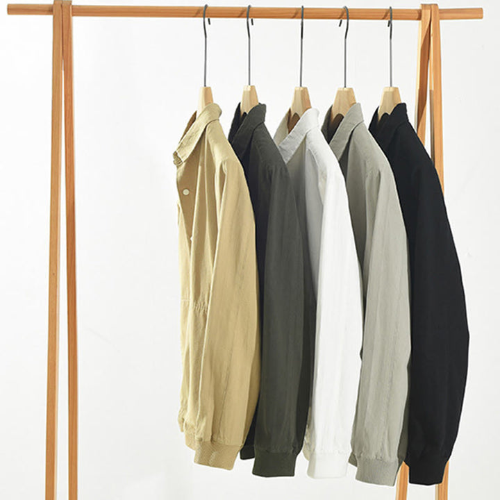 Buddha Stonesシンプル無地ボタンダウン メンズ スタンドカラー 長袖 コットンシャツ - image 20