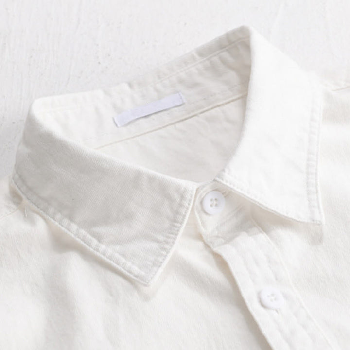 Buddha Stones無地ボタンダウン 装飾ポケット付き メンズ スタンドカラー 長袖 コットンシャツ - image 16