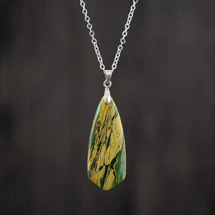 Buddha Stones皇帝石幸せのネックレス ペンダント - 黄帝石ホワイトチェーン - image 0