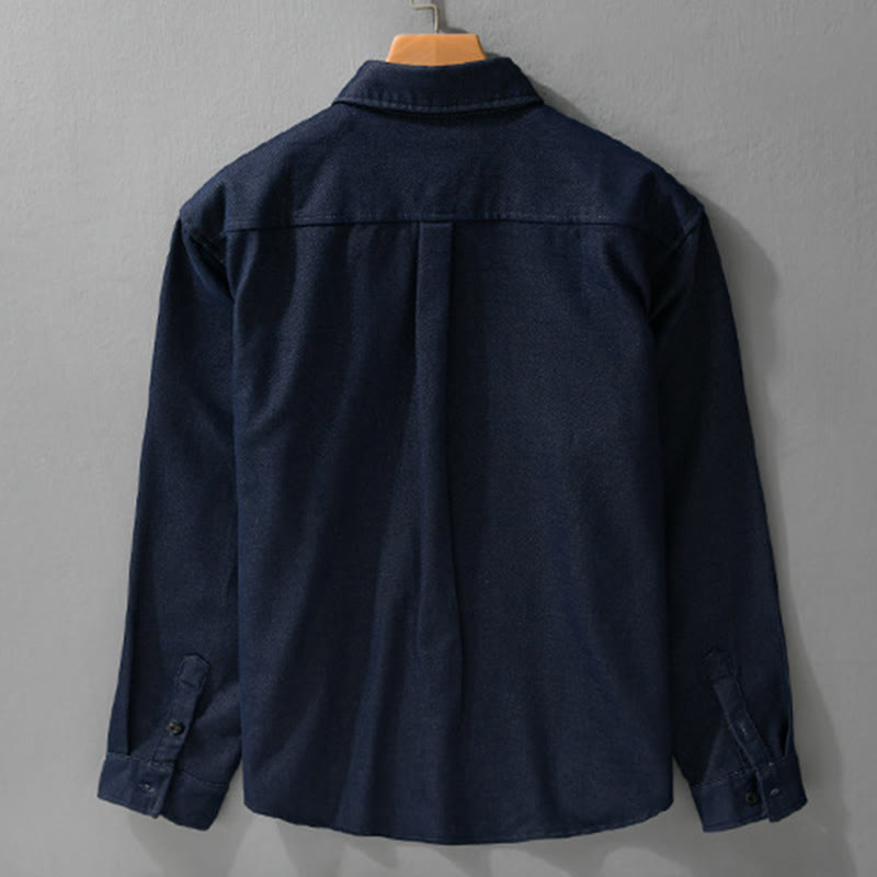 Buddha Stones Fall 無地 ボタンダウン メンズ スタンドカラー 長袖 コットンシャツ - image 7