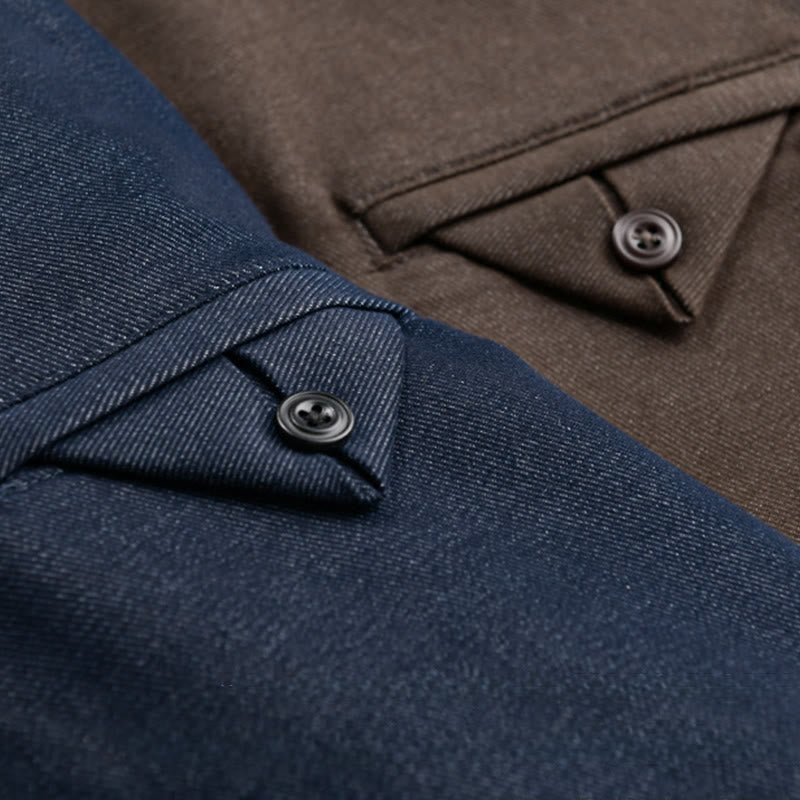 Buddha Stones Fall 無地 ボタンダウン メンズ スタンドカラー 長袖 コットンシャツ - image 12