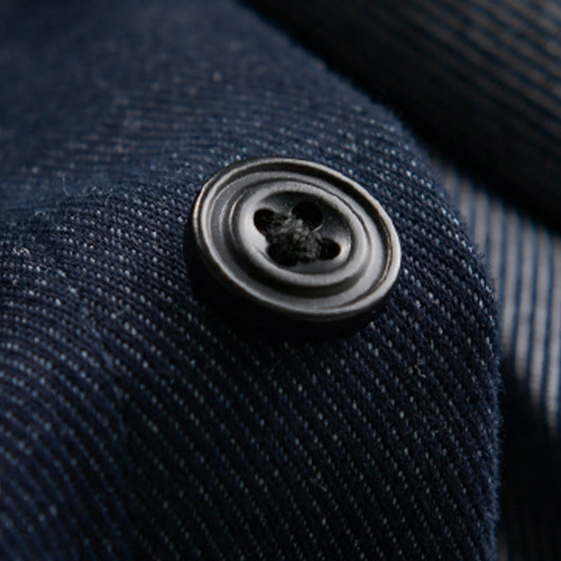 Buddha Stones Fall 無地 ボタンダウン メンズ スタンドカラー 長袖 コットンシャツ - image 8