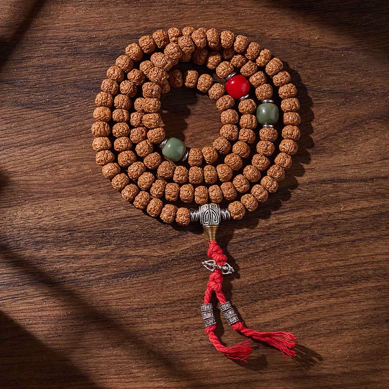 Buddha Stonesチベット 108 ビーズ 菩提樹 三目 珠 縁起物マーラー数珠 - すべてが望み通りに進む - 10mm - image 0