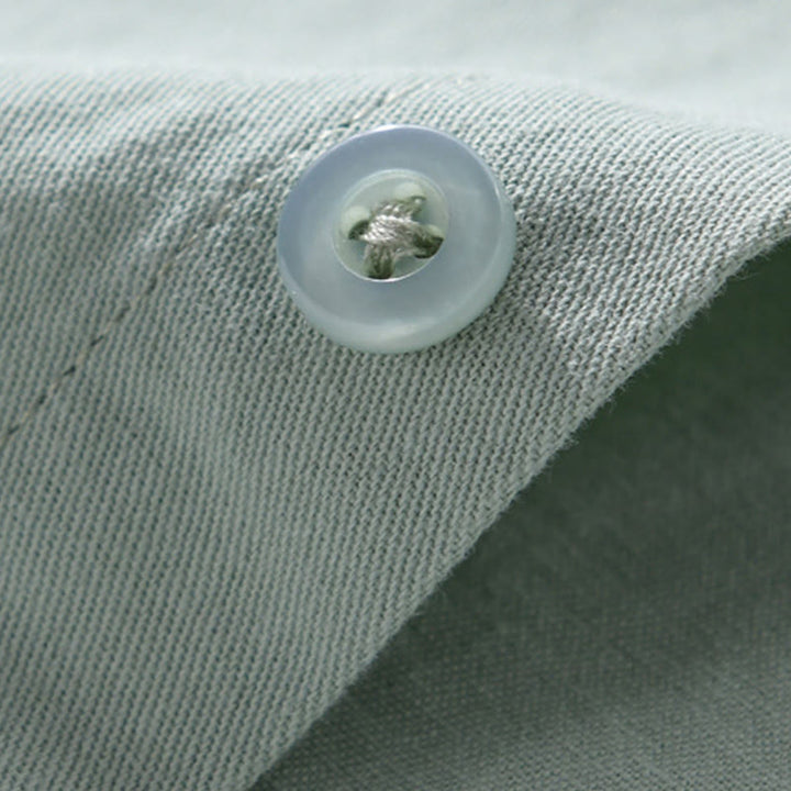 Buddha Stonesカジュアル 無地 ボタンダウン 装飾ポケット メンズ スタンドカラー 長袖 コットンシャツ - image 4