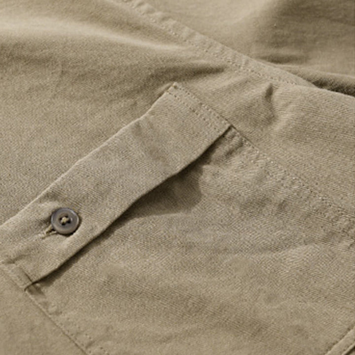 Buddha Stonesカジュアル 無地 ボタンダウン 装飾ポケット メンズ スタンドカラー 長袖 コットンシャツ - image 14