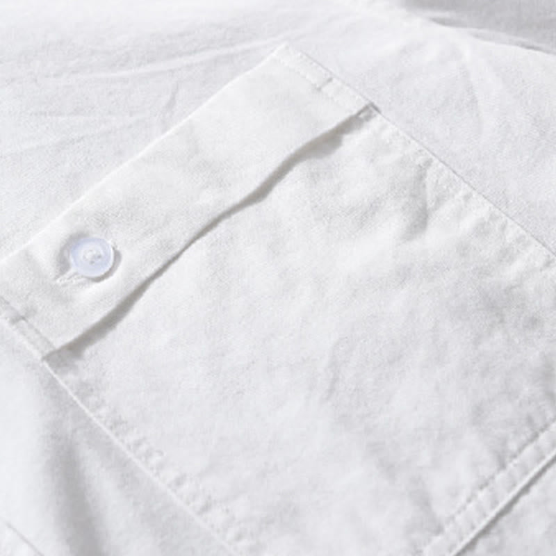 Buddha Stonesカジュアル 無地 ボタンダウン 装飾ポケット メンズ スタンドカラー 長袖 コットンシャツ - image 22