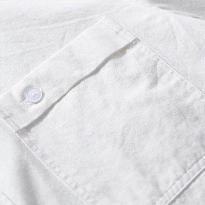 Buddha Stonesカジュアル 無地 ボタンダウン 装飾ポケット メンズ スタンドカラー 長袖 コットンシャツ - image 22