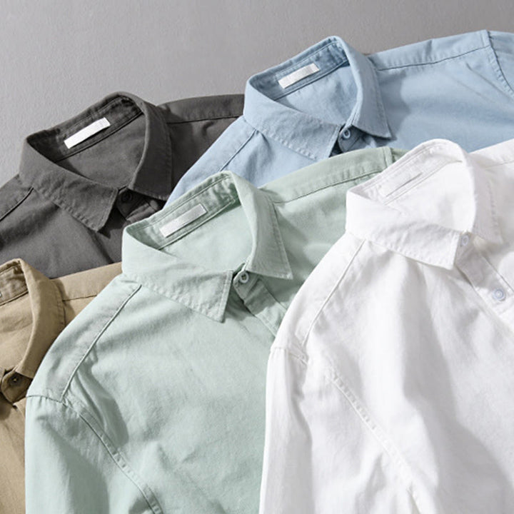 Buddha Stonesカジュアル 無地 ボタンダウン 装飾ポケット メンズ スタンドカラー 長袖 コットンシャツ - image 26