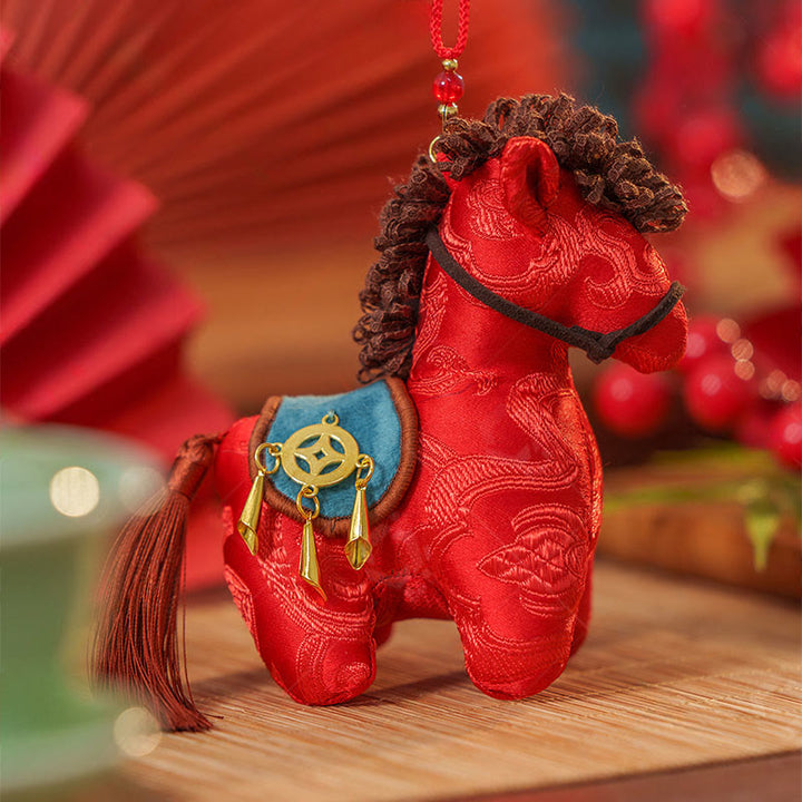 馬年Buddha Stones赤紐刺繍 自由 吊り下げ 飾り - image 1