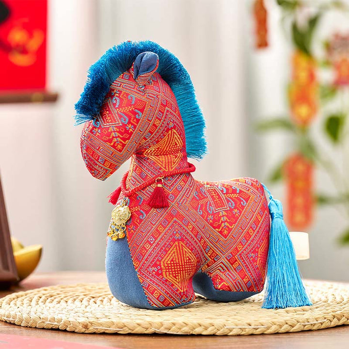 午年用Buddha Stones赤紐刺繍インゴットタッセル装飾 - レッドホース - 20×17cm - image 2