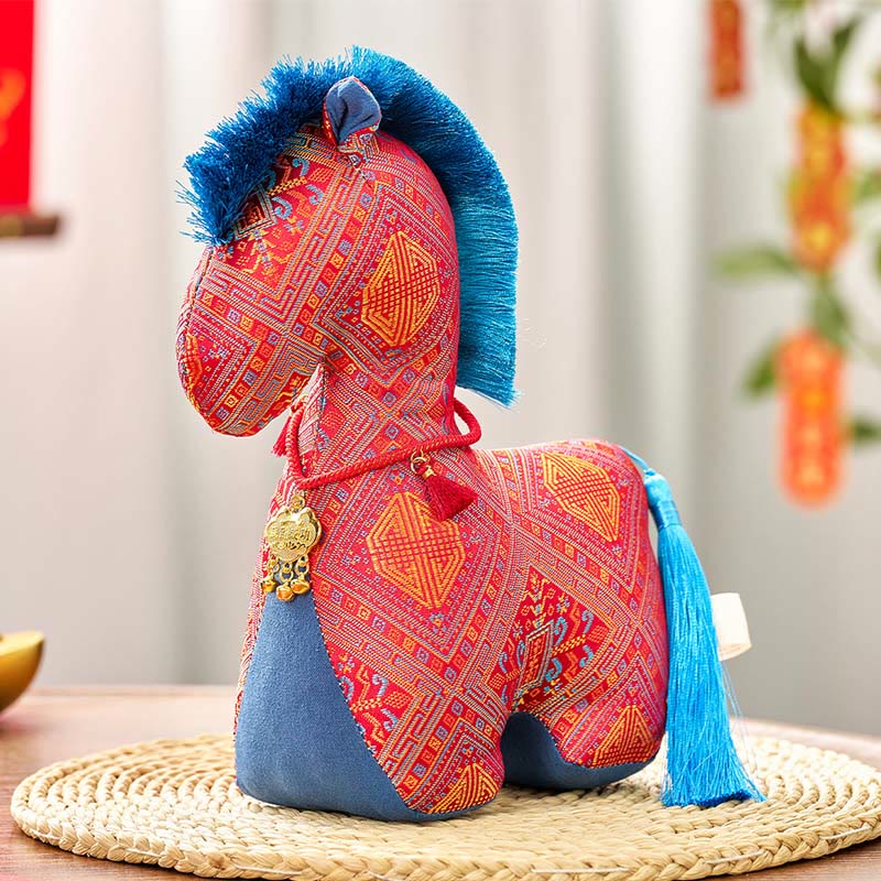 午年用Buddha Stones赤紐刺繍インゴットタッセル装飾 - レッドホース - 25×20cm - image 3