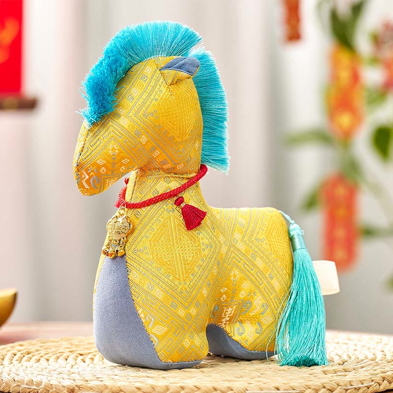 午年用Buddha Stones赤紐刺繍インゴットタッセル装飾 - イエローホース - 25×20cm - image 10