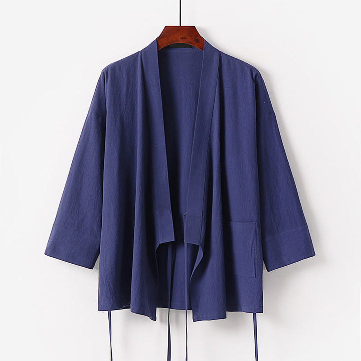 Buddha Stones 2点セット 秋 レースアップ コットン 着物 アンクル丈 ワイドレッグパンツ ポケット付き メンズ 瞑想用ウェア セット - image 9