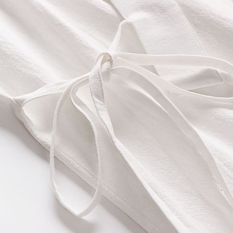 Buddha Stones 2点セット 秋 レースアップ コットン 着物 アンクル丈 ワイドレッグパンツ ポケット付き メンズ 瞑想用ウェア セット - image 24