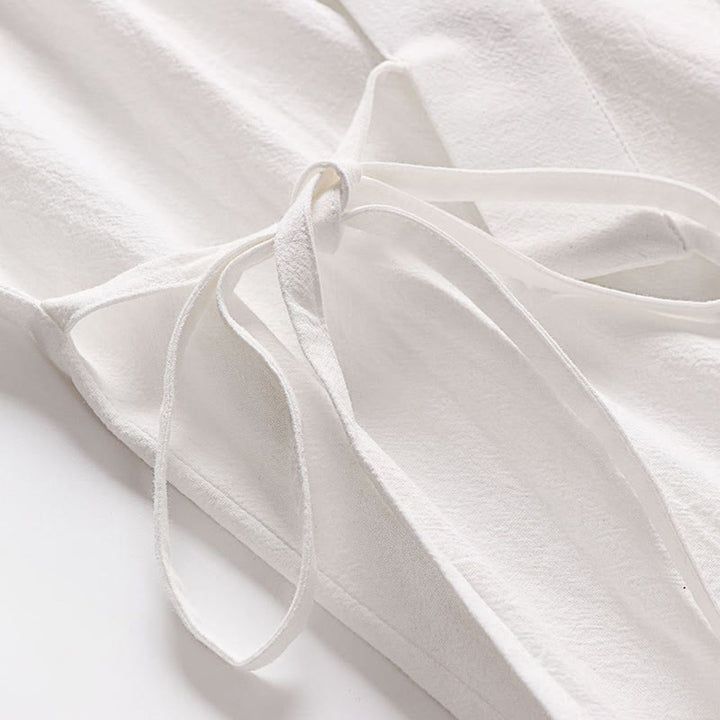 Buddha Stones 2点セット 秋 レースアップ コットン 着物 アンクル丈 ワイドレッグパンツ ポケット付き メンズ 瞑想用ウェア セット - image 24