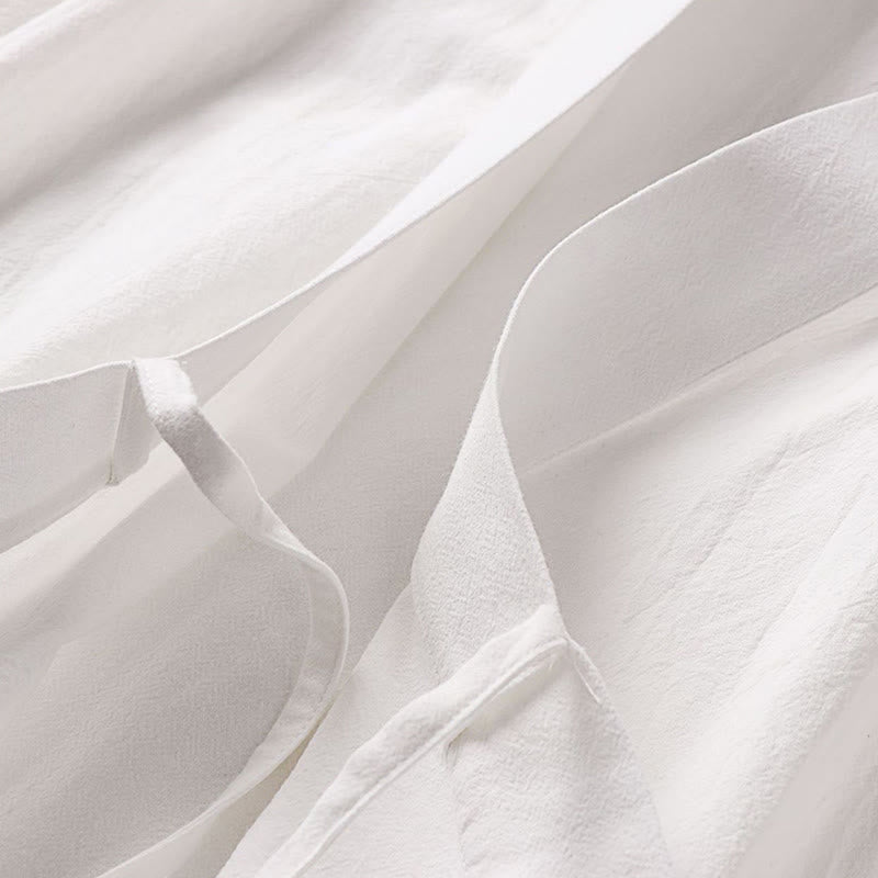 Buddha Stones 2点セット 秋 レースアップ コットン 着物 アンクル丈 ワイドレッグパンツ ポケット付き メンズ 瞑想用ウェア セット - image 23