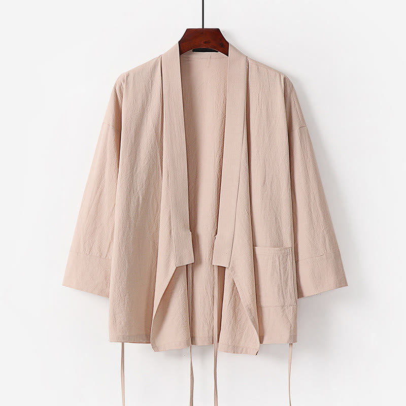 Buddha Stones 2点セット 秋 レースアップ コットン 着物 アンクル丈 ワイドレッグパンツ ポケット付き メンズ 瞑想用ウェア セット - image 13