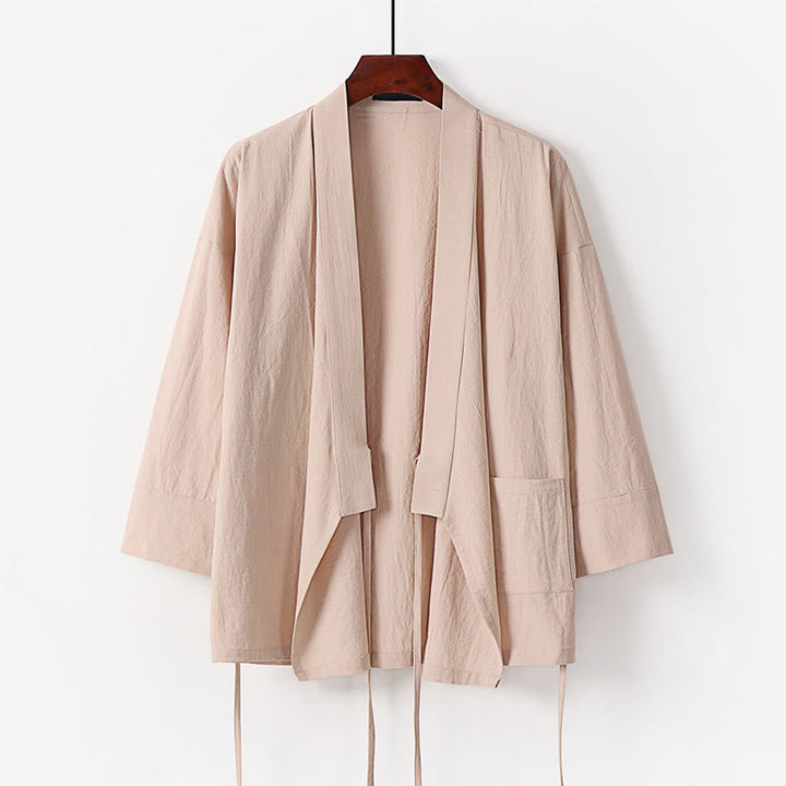 Buddha Stones 2点セット 秋 レースアップ コットン 着物 アンクル丈 ワイドレッグパンツ ポケット付き メンズ 瞑想用ウェア セット - image 13