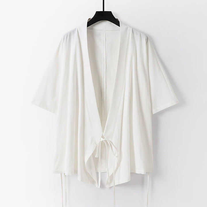 Buddha Stones 2点セット 秋 レースアップ 七分袖 コットン 着物 ドローストリングパンツ ポケット付き メンズ 瞑想用 布セット - image 11