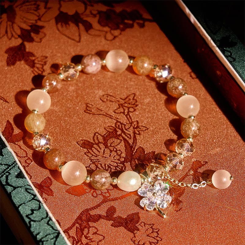 Buddha Stones四つ葉のクローバー アメジスト シトリン グリーンストロベリークォーツ ルチルクォーツ バランスブレスレット - ルチルクォーツ（手首周り：15～17cm） - image 18