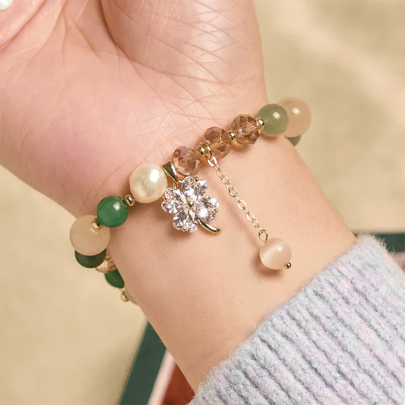 Buddha Stones四つ葉のクローバー アメジスト シトリン グリーンストロベリークォーツ ルチルクォーツ バランスブレスレット - image 16