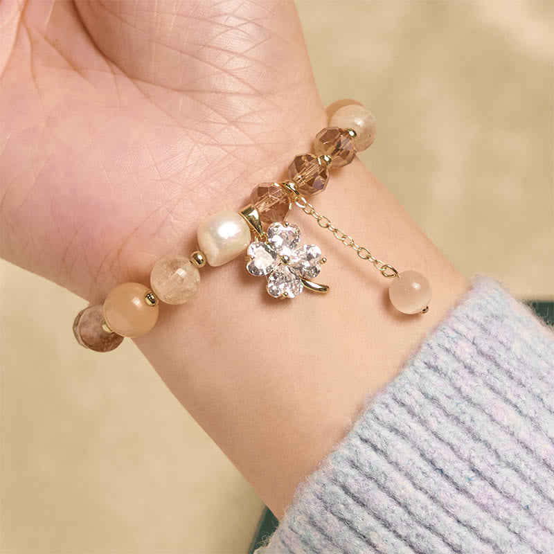 Buddha Stones四つ葉のクローバー アメジスト シトリン グリーンストロベリークォーツ ルチルクォーツ バランスブレスレット - image 11