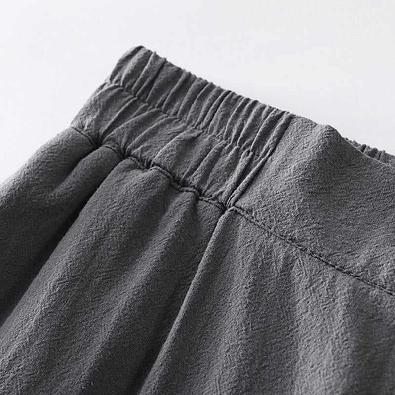 Buddha Stonesサマープレーンストレートレッグ メンズ コットンリネン アンクル丈パンツ ポケット付き - image 3