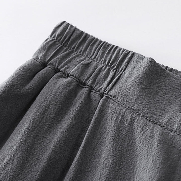 Buddha Stonesサマープレーンストレートレッグ メンズ コットンリネン アンクル丈パンツ ポケット付き - image 3