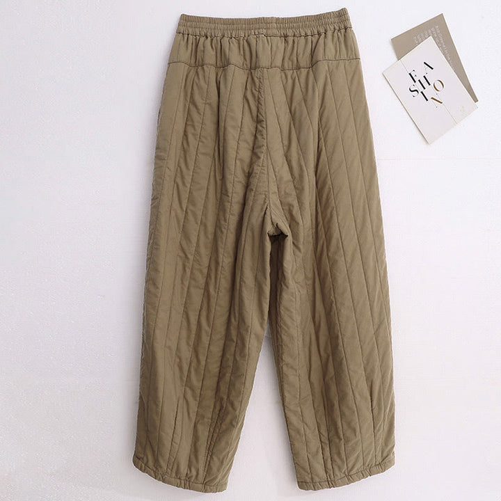 Buddha Stones冬 無地 カラーブロッキングデザイン コットン レディース ハーレムパンツ ポケット付き - image 1