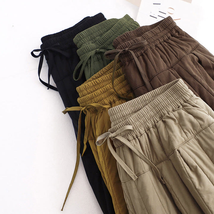 Buddha Stones冬 無地 カラーブロッキングデザイン コットン レディース ハーレムパンツ ポケット付き - image 38