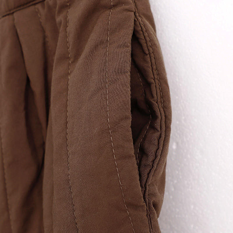 Buddha Stones冬 無地 カラーブロッキングデザイン コットン レディース ハーレムパンツ ポケット付き - image 17