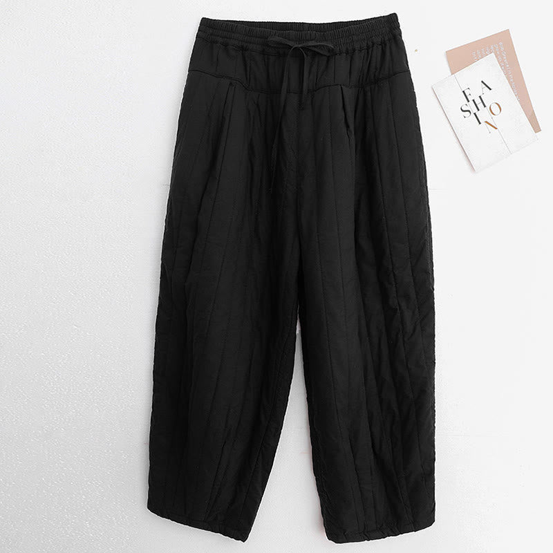 Buddha Stones冬 無地 カラーブロッキングデザイン コットン レディース ハーレムパンツ ポケット付き - image 8