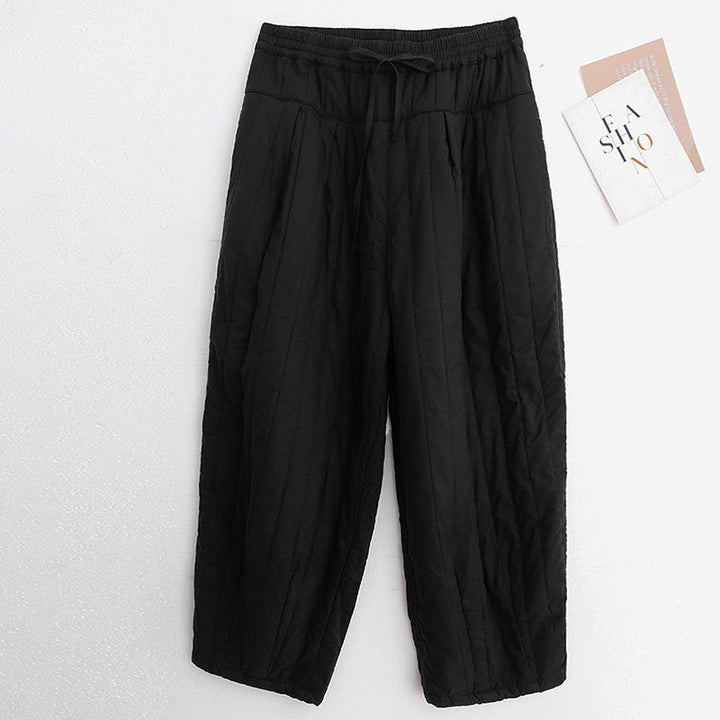 Buddha Stones冬 無地 カラーブロッキングデザイン コットン レディース ハーレムパンツ ポケット付き - image 8