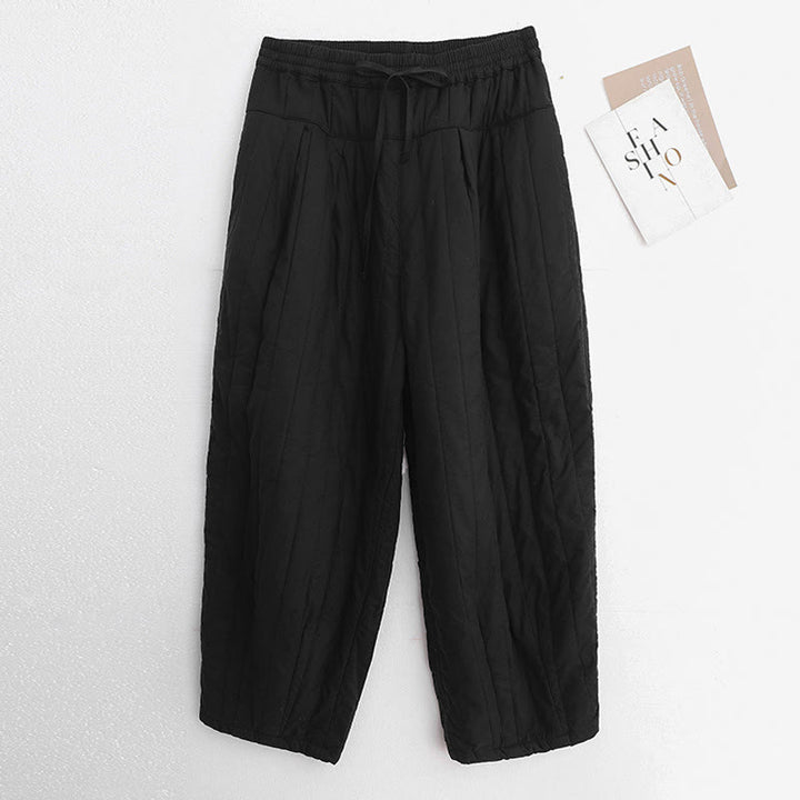 Buddha Stones冬 無地 カラーブロッキングデザイン コットン レディース ハーレムパンツ ポケット付き - 黒 - US8-10，UK/AU12-14，EU40-42 (2XL) - image 7