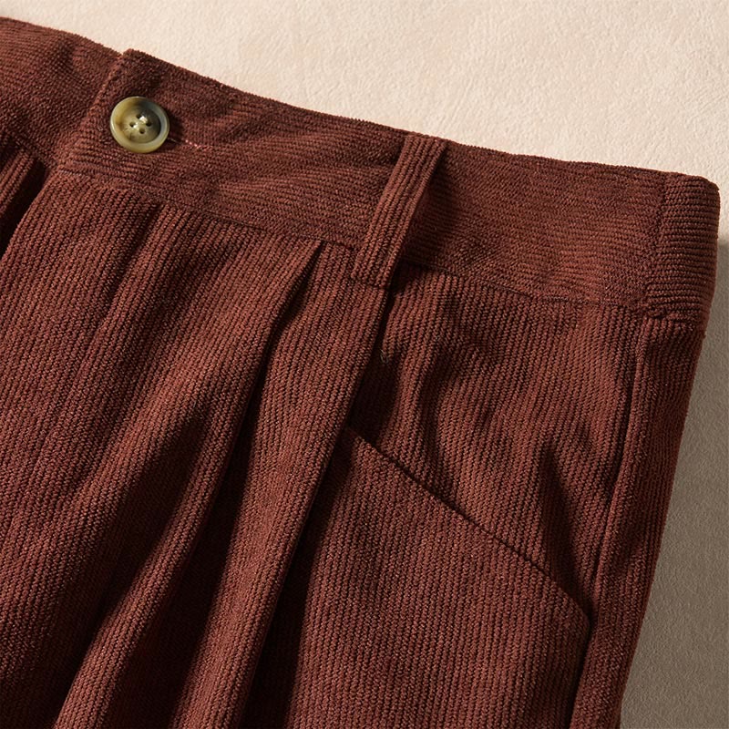 Buddha Stones通勤用 無地コーデュロイ ジッパー レディース ハーレム ハイウエスト パンツ ポケット付き - image 5