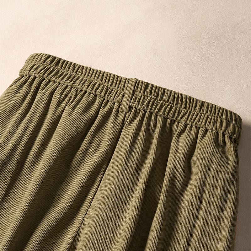 Buddha Stones通勤用秋冬コーデュロイレディースハーレムハイウエストパンツ（ポケット付き） - image 3