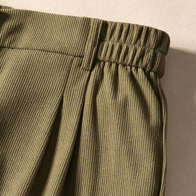 Buddha Stones通勤用秋冬コーデュロイレディースハーレムハイウエストパンツ（ポケット付き） - image 7