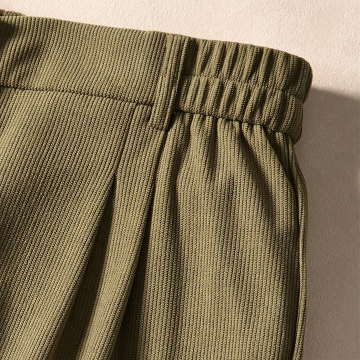 Buddha Stones通勤用秋冬コーデュロイレディースハーレムハイウエストパンツ（ポケット付き） - image 7