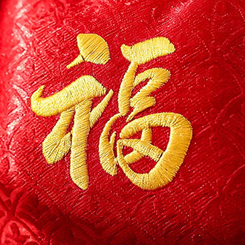 Buddha Stones刺繍 午年福文字 銅貨型赤紐吊り下げ装飾 - image 3