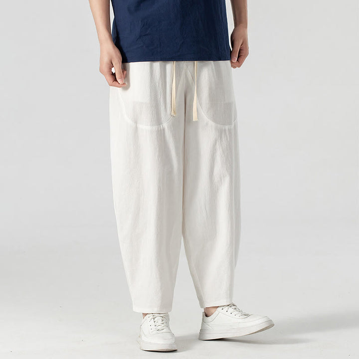 Buddha Stones春秋 無地 ドローストリング メンズ アンクル丈 ハーレムパンツ ポケット付き - image 31