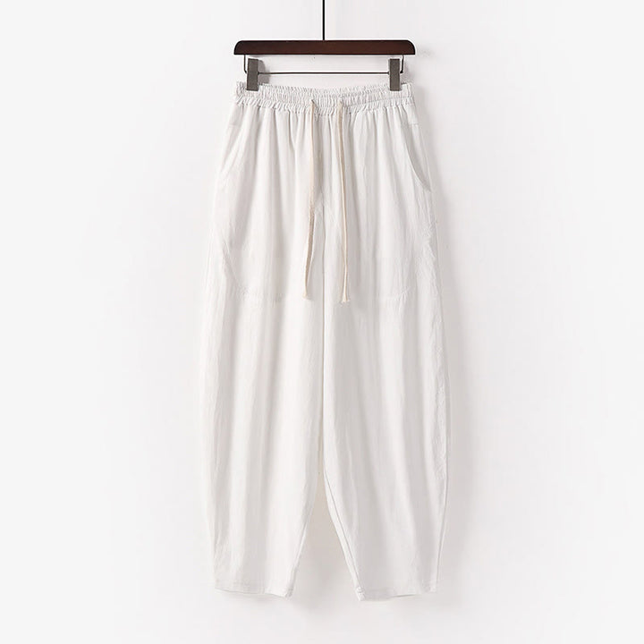 Buddha Stones春秋 無地 ドローストリング メンズ アンクル丈 ハーレムパンツ ポケット付き - 白 - US/UK/AU54、 EU64 (9XL) - image 29