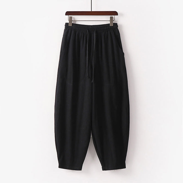 Buddha Stones春秋 無地 ドローストリング メンズ アンクル丈 ハーレムパンツ ポケット付き - 黒 - US/UK/AU54、 EU64 (9XL) - image 25
