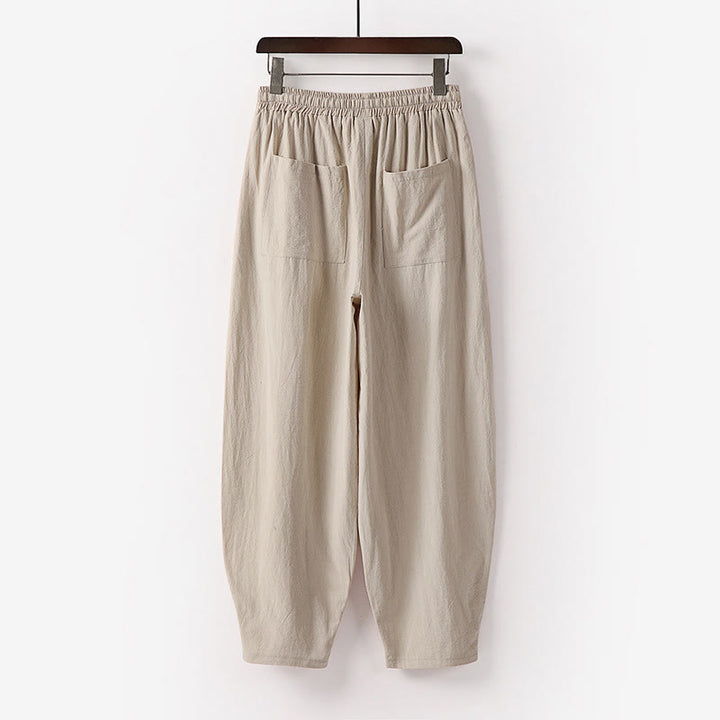 Buddha Stones春秋 無地 ドローストリング メンズ アンクル丈 ハーレムパンツ ポケット付き - image 1