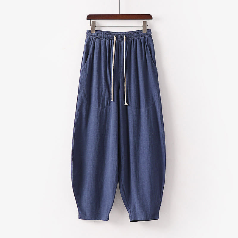 Buddha Stones春秋 無地 ドローストリング メンズ アンクル丈 ハーレムパンツ ポケット付き - スティールブルー - US/UK/AU54、 EU64 (9XL) - image 12