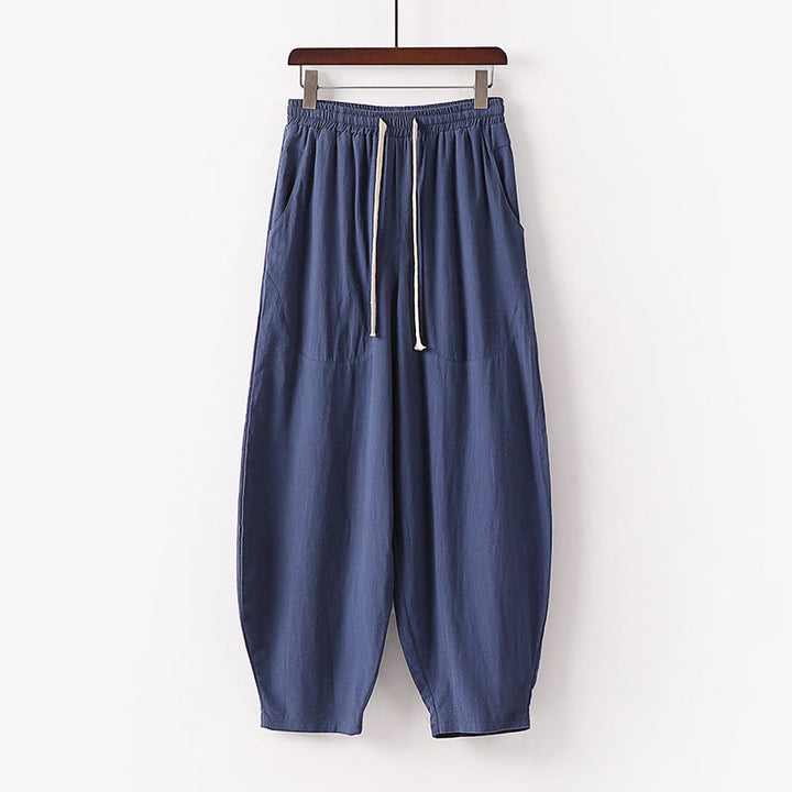 Buddha Stones春秋 無地 ドローストリング メンズ アンクル丈 ハーレムパンツ ポケット付き - スティールブルー - US/UK/AU54、 EU64 (9XL) - image 12