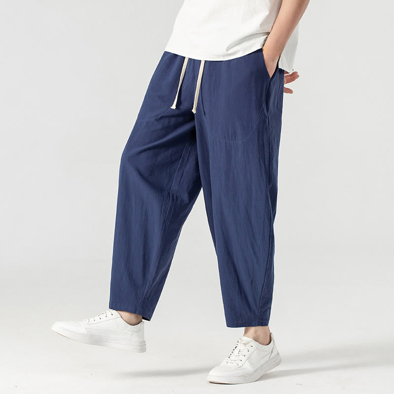 Buddha Stones春秋 無地 ドローストリング メンズ アンクル丈 ハーレムパンツ ポケット付き - image 16