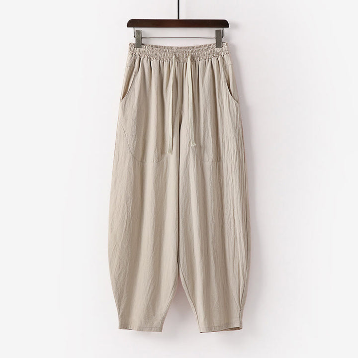 Buddha Stones春秋 無地 ドローストリング メンズ アンクル丈 ハーレムパンツ ポケット付き - ベージュ - US/UK/AU54、 EU64 (9XL) - image 0