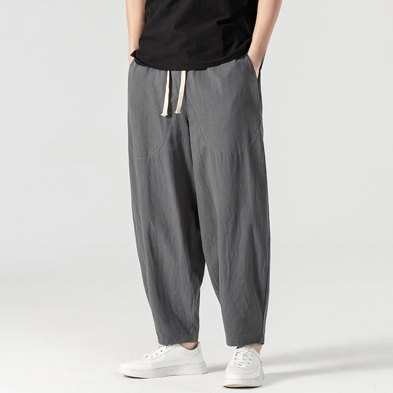 Buddha Stones春秋 無地 ドローストリング メンズ アンクル丈 ハーレムパンツ ポケット付き - image 21