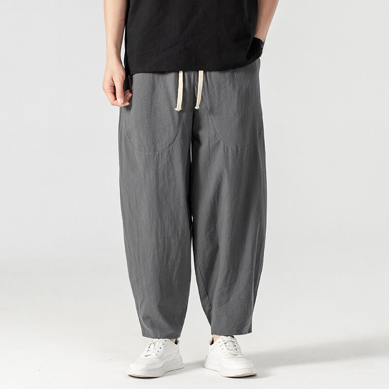 Buddha Stones春秋 無地 ドローストリング メンズ アンクル丈 ハーレムパンツ ポケット付き - image 19